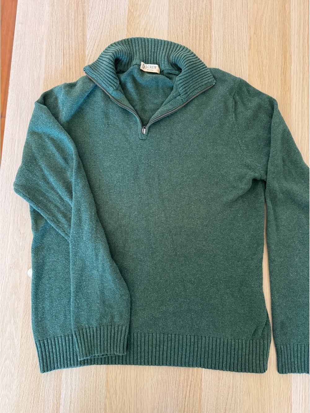 J.Crew Green Cotton Cashmere 1/2 Zip Sweater - Oversized Cozy Vibe (Men's LT)